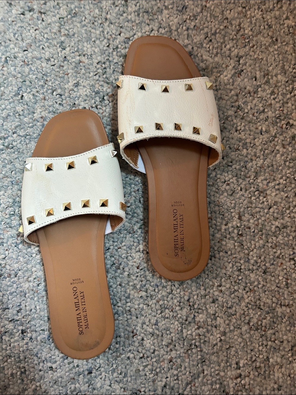 White Studded Slide Sandals - Women's Casual Open-Toe
